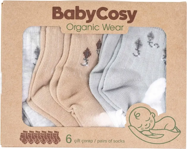 Носочки BabyCosy Grey & Brown, 6 шт. (6-12M) купить в Кишиневе