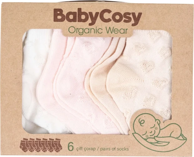 Носочки BabyCosy Ivory & Pink, 6 шт. (6-12M) купить в Кишиневе