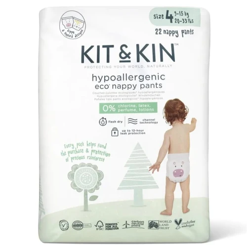 Подгузники-трусики Kit&Kin Hipoalergenice Eco XXL BOX №4 (9-15 кг), 132 шт. купить в Кишиневе