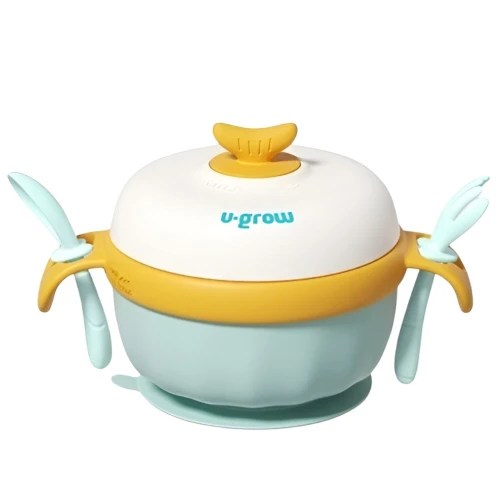 Bol cu linguriță și furculiță U-grow Blue, 16×15×12.5 cm cumpăra în Chișinau