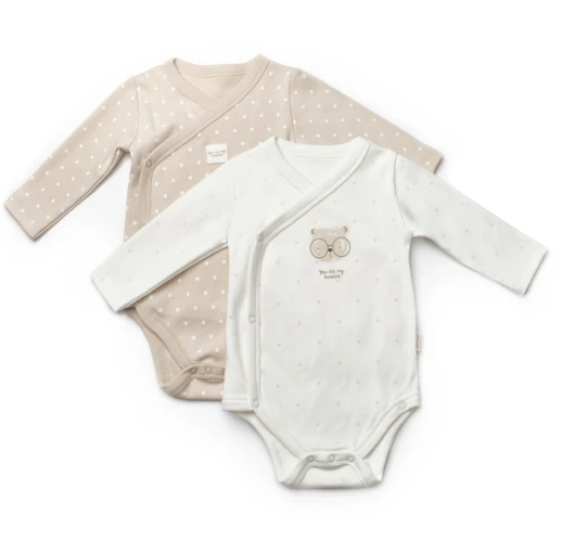Body cu mânecă lungă BabyCosy Ivory & Ecru, 2 buc. (3-6L) cumpăra în Chișinau