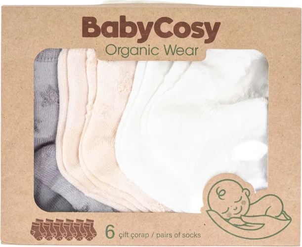 Носочки BabyCosy Ivory & Grey, 6 шт. (6-12M) купить в Кишиневе