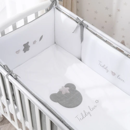 Lenjerie de patut Perina Teddy love Gri-Oliv (6 piese), 120x60 cm cumpăra în Chișinau