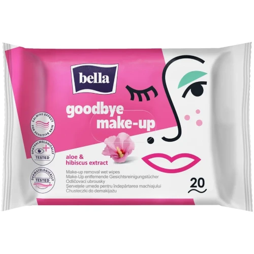 Салфетки влажные Bella Goodbye Make-Up Aloe & Hibiscus, 20 шт. купить в Кишиневе