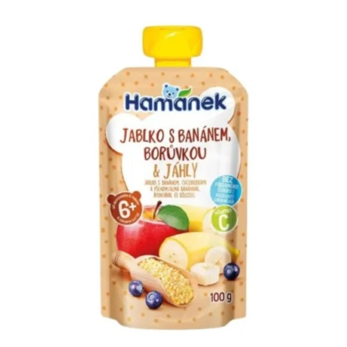 Piure Hamanek Măr, banană, afine și mei (6 luni+), 100 g  cumpăra în Chișinau