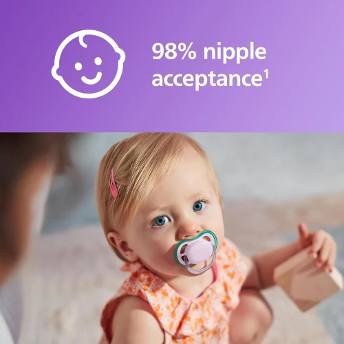 Ортодонтические силиконовые соски Philips Avent Air Girl Purple&Green (0-6 мес.), 2 шт. купить в Кишиневе