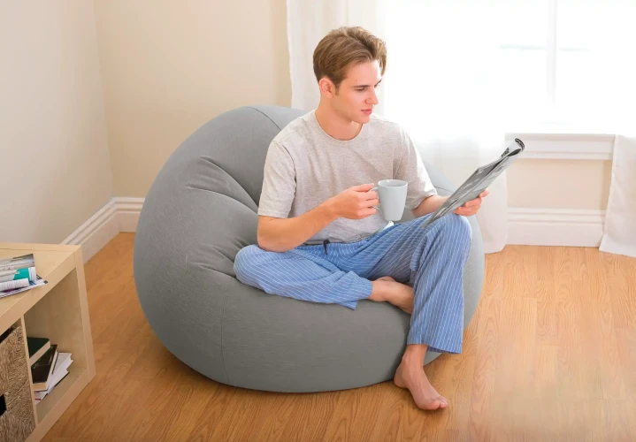 Надувное кресло-мешок Intex Velur Beanless Bag Grey купить в Кишиневе