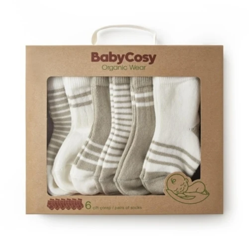 Носочки BabyCosy Green & White, 6 шт. (0-6M) купить в Кишиневе