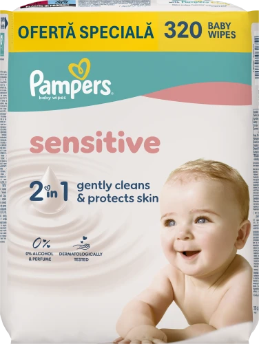 Влажные салфетки Pampers Sensitive, 4x80 шт. купить в Кишиневе
