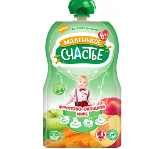 Пюре Маленькое счастье Фруктово-Овощной Микс (6 мес+), 90 г купить в Кишиневе