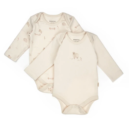 Body cu mânecă lungă BabyCosy Cream, 2 buc. (1-3L) cumpăra în Chișinau