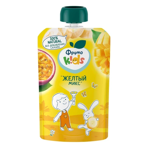 Piure ФрутоKids Mix Galben din mar-banana-caisa-mango-fructul pasiunii (8 luni+), 90 g cumpăra în Chișinau