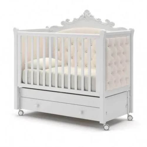 Детская кроватка качалка с ящиком на колесах Gandylyan Лиона Белый купить в Кишиневе