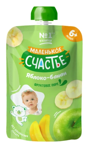 Пюре Маленькое Счастье яблоко-банан (6 месяцев+), 90 г  купить в Кишиневе