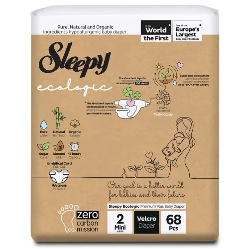 Scutece Sleepy Ecologic Double Mini 2 (3-6 kg), 68 buc. cumpăra în Chișinau