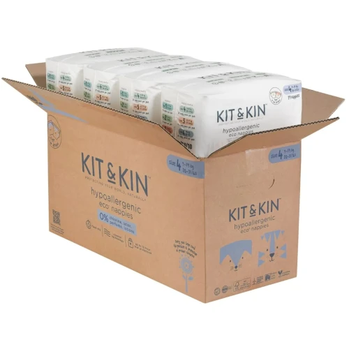 Подгузники Kit&Kin Hipoalergenice Eco XXL BOX №4 (9-14 кг), 128 шт. купить в Кишиневе