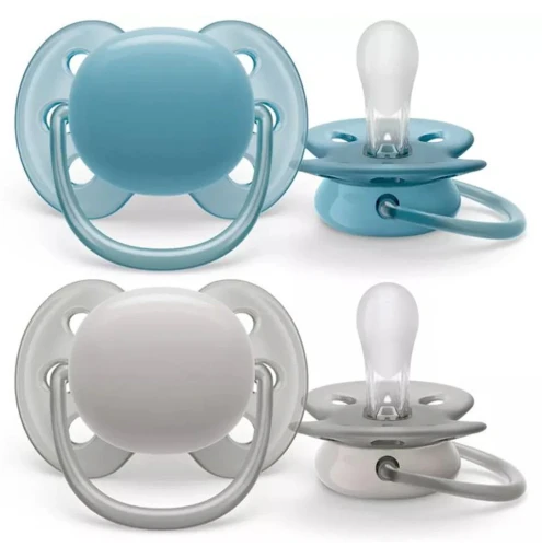 Ортодонтические силиконовые соски Philips Avent Soft Blue&Grey (6-18 мес.), 2 шт. купить в Кишиневе