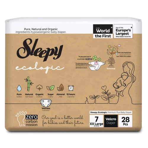 Подгузники Sleepy Ecologic Double XXLarge 7 (20-30 кг), 28 шт. купить в Кишиневе
