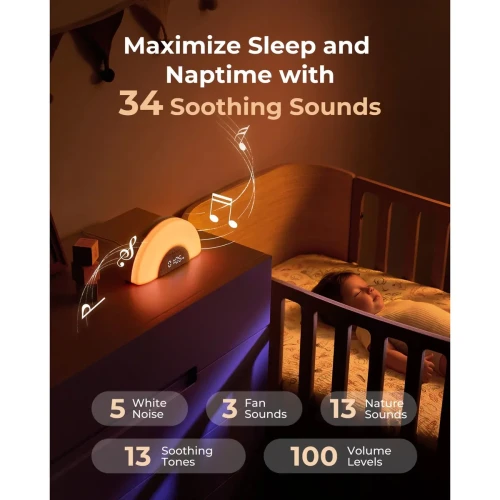 Ночник с успокаивающими звуками Momcozy Rainbow Grey купить в Кишиневе