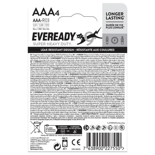 Set baterii Energizer Eveready Super Heavy Duty AAA, 4 buc. cumpăra în Chișinau