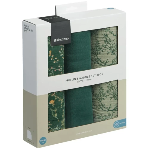 Pelinci din muselina KikkaBoo Secret Garden Green (100x100 cm), 3 buc. cumpăra în Chișinau