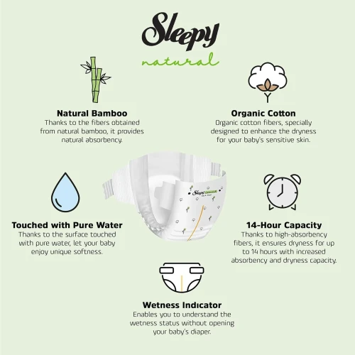 Подгузники Sleepy Natural Ultra Sensitive Jumbo Junior 5 (11-18 кг), 48 шт. купить в Кишиневе
