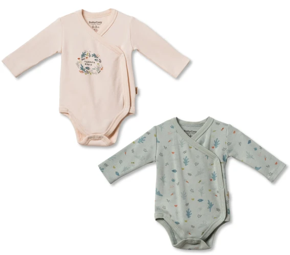 Body cu mânecă lungă BabyCosy Ecru & Green, 2 buc. (3-6L) cumpăra în Chișinau