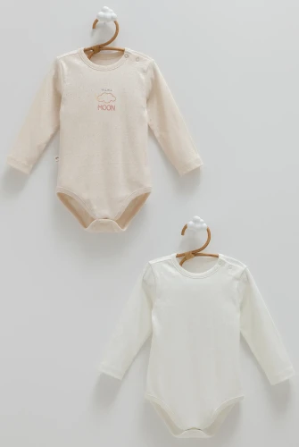 Body cu mânecă lungă Caramell All Time Boy Beige & Ecru, 2 buc. (6-9L) cumpăra în Chișinau