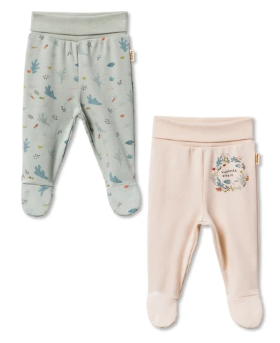Pantaloni BabyCosy Green & Ecru, 2 buc. (6-9L) cumpăra în Chișinau