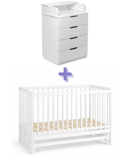 Set Pătuț Kuzya Sofia Alb + Comoda-măsuță de înfășat PernaMea HappyBaby 600 White cumpăra în Chișinau