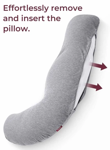 Pernă pentru gravide Momcozy forma-J Jersey Fabric Light Grey, 119 cm cumpăra în Chișinau