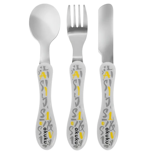Set de tacâmuri Akuku Stainless Steel Grey&Yellow cumpăra în Chișinau