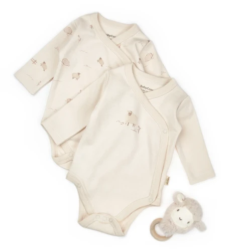 Body cu mânecă lungă BabyCosy Cream & Ecru, 2 buc. (3-6L) cumpăra în Chișinau
