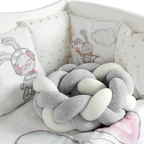 Lenjerie de pătuț PernaMea Cosiță Iepuraș Gri (8 piese), 120x60 cm cumpăra în Chișinau
