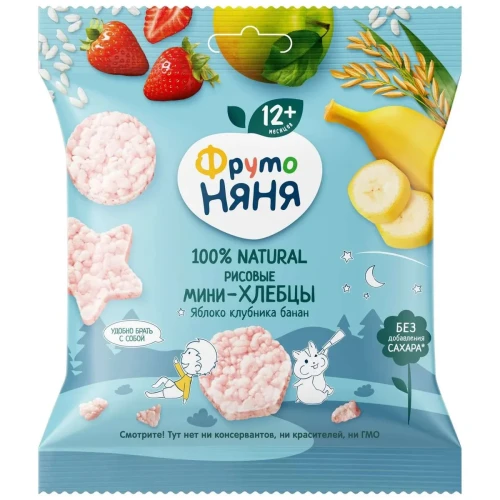 Prăjituri din orez ФрутоНяня Mere-căpșuni-banane (12 luni+), 30 gr cumpăra în Chișinau