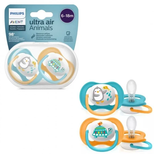 Ортодонтические силиконовые соски Philips Avent Air Animal (6–18 мес.), 2 шт. купить в Кишиневе