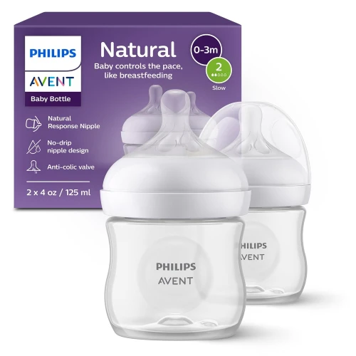 Набор бутылочек для кормления из полипропилена Philips Avent Natural Response, 125 мл, 2 шт. купить в Кишиневе