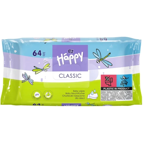 Влажные салфетки Bella Baby Happy Classic c витамином Е, 64 шт. купить в Кишиневе