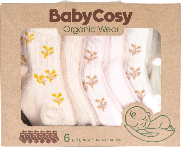 Носочки BabyCosy Ivory & Beige, 6 шт. (6-12M) купить в Кишиневе