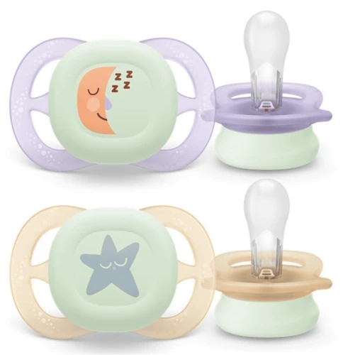 Ортодонтические силиконовые соски Philips Avent Start Nighttime (0-2 мес.), 2 шт. купить в Кишиневе