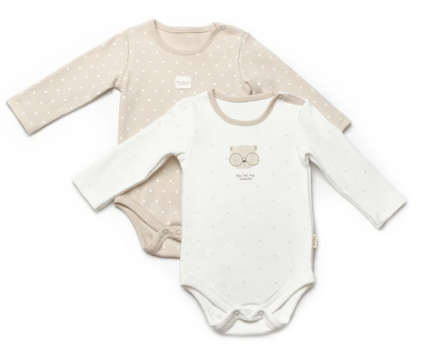 Боди с длинным рукавом BabyCosy Ecru & Ivory, 2 шт. (12-18М) купить в Кишиневе