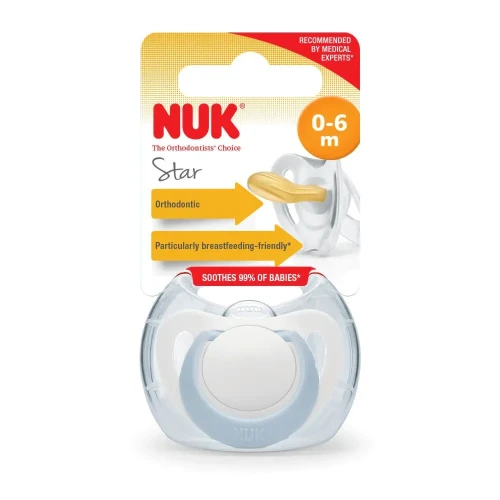 Пустышка ортодонтическая латексная NUK Star 0-6 мес купить в Кишиневе