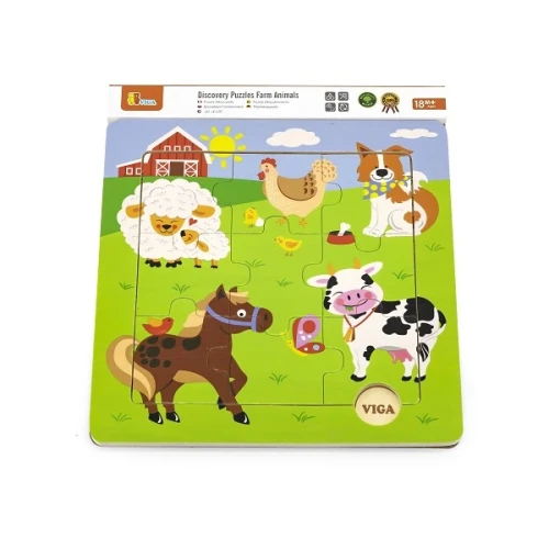 Puzzle din lemn Viga Farm Animals, 9 elemente cumpăra în Chișinau