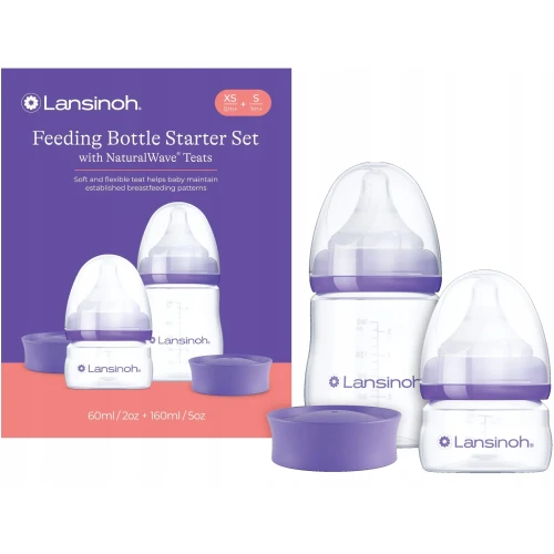 Set de biberoane pentru bebeluși din polipropilenă Lansinoh NaturalWave, 160 ml, 60 ml, 2 buc. cumpăra în Chișinau