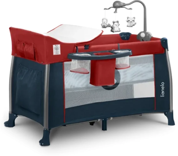 Манеж-кровать 2 в 1 Lionelo Thomi Red Burgundy Blue купить в Кишиневе