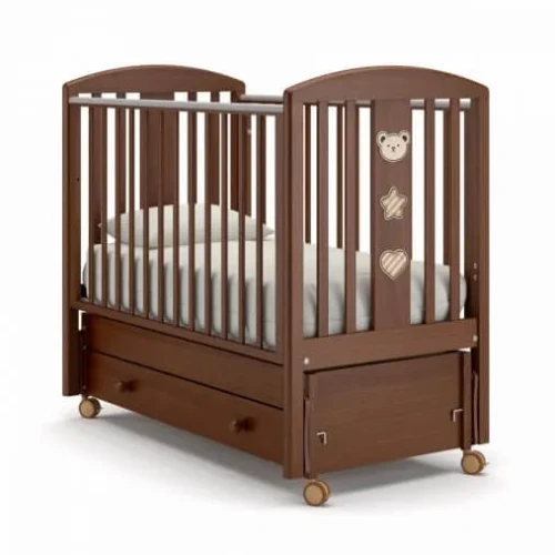 Детская кроватка качалка с ящиком (на колесах) Gandylyan Дени Люкс орех купить в Кишиневе