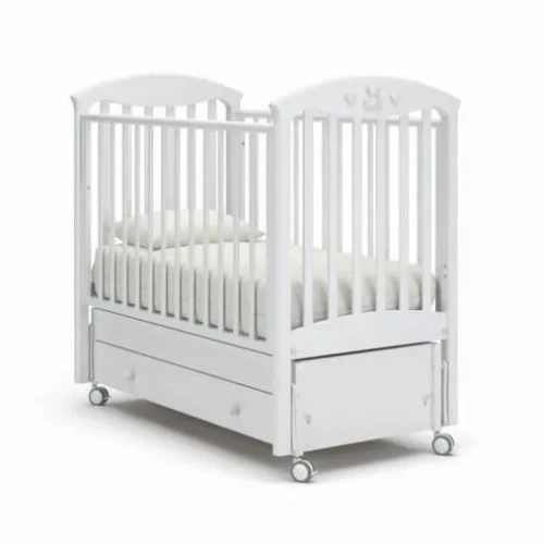 Детская кроватка качалка с ящиком (на колесах) Gandylyan Марсель белая купить в Кишиневе