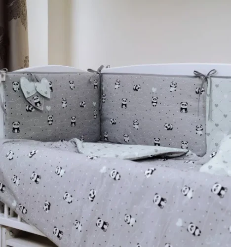 Lenjerie de patut 8 piese PernaMea Baby Panda Turcoaz cumpăra în Chișinau