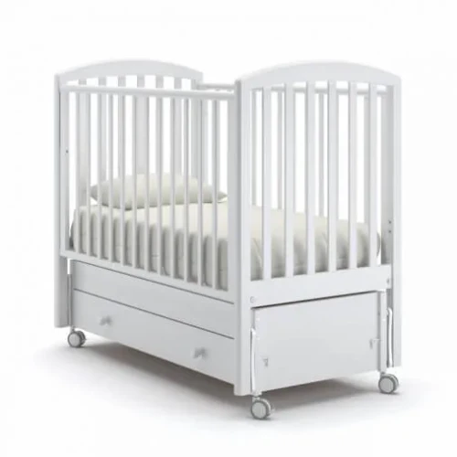 Детская кроватка качалка с ящиком (на колесах) Gandylyan Дени белая купить в Кишиневе
