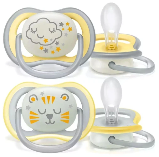 Ортодонтические силиконовые соски Philips Avent Air Nighttime Green&Grey (18 мес.+), 2 шт. купить в Кишиневе